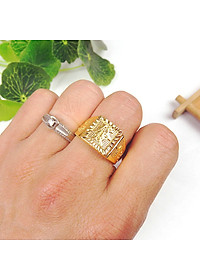 Combo Nhẫn nam Phong Thủy kèm Hộp đựng lót Nỉ, Khắc Chữ CÁT TƯỜNG, Chữ PHÁT, Chữ LỘC, Hợp Kim không rỉ, mạ vàng 18K, Size Nhẫn 18, Phù Hợp Nam Từ 55 – 80kg