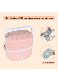 Hộp cơm cắm điện văn phòng JIDOSA JD3860 2 khay inox dung tích 1L giữ nhiệt, hâm nóng và tự nấu chín đa năng nhiều màu