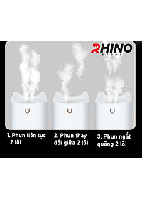 Máy phun sương tạo ẩm cỡ lớn Rhino H802 3000ml, 2 lõi phun, tích hợp đèn 7 màu, dung tích lớn cho không gian rộng - Hàng chính hãng