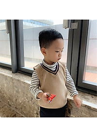 Áo gile nhung cổ tim cho bé trai bé gái, hàng Quảng Châu chuẩn, chất nhung mịn đẹp dày ấm, mẫu mới Thu Đông 2024 | MA01