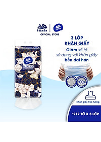 [3 GÓI KHĂN TREO TƯỜNG TẶNG 1 MÓC TREO] Khăn giấy treo tường cao cấp Vinda Prestige 4D 3 lớp 212 tờ