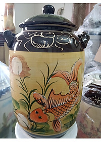 Hũ đựng rượu gạo vẽ phong cảnh Bát Tràng loại 15L