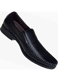 Giày tây nam không dây Trường Hải đen da bò cao cấp cao 3cm đế cao su GT100