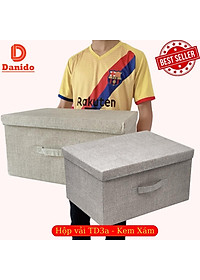 Hộp vải đựng đồ đa năng Bắc Âu có nắp rời và khoen inox sang trọng kích thước 45x23x33cm vải Oxford 600D chính hãng D Danido