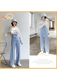 Quần tây dài lưng thun ống rộng đẹp cho bà bầu mặc đi làm công sở 4 mùa Đông Hè MySun