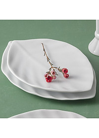 Đĩa lá xoắn bằng sứ trắng Long Phương (hàng thường)