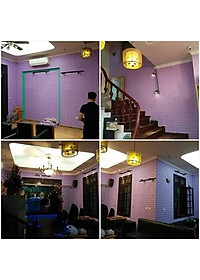 Bộ 5 Tấm Xốp Dán Tường 3D Giả Gạch Tím Nhạt 70cmx77cm