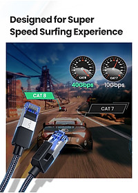 Cáp mạng Cat8 đúc sẵn bọc dù dài 20M Ugreen 30800 hàng chính hãng