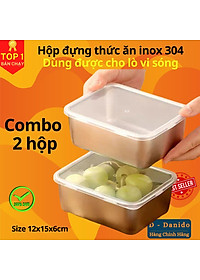 Hộp đựng thực phẩm tủ lạnh size 13.5x11x5cm kèm nắp nhựa chất liệu inox 304 dùng được cho lò vi sóng, chính hãng D Danido