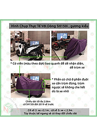 [Loại Lớn - Dày] Áo Bạt Phủ Trùm Xe Máy KhoNCC Che Mưa Nắng Dòng Xe Lớn SH 125 150i , Moto Z1000 - NQL-BPXMT-Z1K - Hàng Chính Hãng (Xanh Đen)