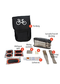 Túi Vá Săm Lốp Xe Đạp Sửa Chữa Đa Năng 10 in 1 Mini Khẩn Cấp (Bản nâng cấp có túi và Thanh nạy bằng kim loại) MaiLee