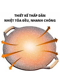 Chảo Đá Nướng Thịt Kiểu Hàn Quốc, Vỉ Nướng BBQ Chống Dính Không Cần Dầu Size 34cm Hàng Chính Hãng MINIIN