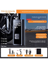 Máy Bơm Lốp Xe Máy Xe Đạp Không Dây Thế Hệ Mới 2025 150PSI LED Display Nhỏ Gọn Mạnh Mẽ Tự Động Ngắt Khi Đủ Hơi