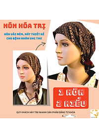 Nón hóa trị vải mềm mát, hút mồ hôi, bệnh nhân ung thư, chemo hat, cancer hat, nón trùm đầu, mũ vải [KIỂU ĐUÔI XÒE-CAM ĐEN HỌA TIẾT]