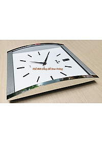 Đồng Hồ KIM TRÔI EASTAR Mặt Kính Cong Cao Cấp - Mặt Chữ nhật Ánh Kim - Tặng Pin Maxell - BH 1 Năm - Decor Trang Trí Treo Tường