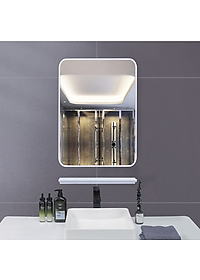 Gương Soi Phòng Tắm Treo Tường Vuông 50x70cm KAMA GS03, Bộ Gương Soi Mặt Nhà Tắm Và Kệ Để Đồ Trang Điểm Phong Cách Bắc Âu Tối Giản Mới