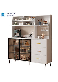 Tủ Bếp Đa Năng Kèm Ngăn Kéo Và Cửa Kính Cường Lực, Tặng Kèm Giá Treo Ly Thương Hiệu SIB Decor KG50