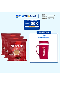 [Tặng Ca Đá 900ML] Combo 3 Bịch NESCAFE 3IN1 Công thức cải tiến - VỊ NGUYÊN BẢN Bịch 46 gói
