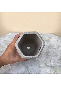 Chậu bonsai Lục giác ống mini men Rạn gốm Bát tràng 1 size BM-93