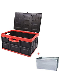 Hộp để đồ đa năng gấp gọn cốp sau ô tô dung tích 30 lít, Kích thước: Sâu x Rộng x Cao (42cm x 29cm x 24cm), Màu đen viền đỏ, KM309-30