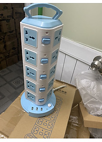 Ổ Điện 5 Tầng Hình Tháp Gồm 20 Ổ Cắm Và 3 Cổng Sạc USB Dùng Cho Chân Cắm 2 Chấu Tròn Đường Kính 4.8mm