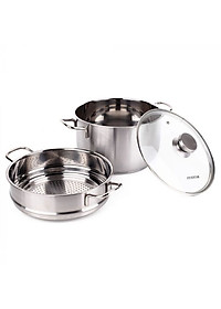 Bộ Nồi Xửng 3 Đáy Nắp Kính Fivestar ST-3DG - Hàng Chính Hãng