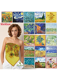 90x90cmKhăn bandana lụa quấn áo BlackPink - Khăn quàng cổ lụa vuông họa tiết tranh cổ điển Picaso