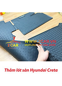 Thảm sàn, Thảm lót sàn xe Hyundai CRETA 2022 2023 cao su đúc, vân tổ ong, không mùi, MẪU NISSIN