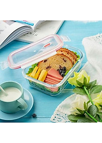 Bộ 2 Hộp Cơm Văn Phòng, Chất Liệu  Thủy Tinh Chịu Nhiệt Tốt, Nắp Nhựa PP Cao Cấp An Toàn Sức Khoẻ Kèm Túi Xách Tiện Lợi- Hàng Chính Hãng MINIIN