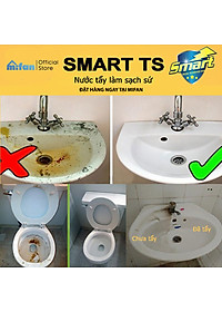 Làm Sạch Tẩy Trắng Đồ Dùng Bằng Sứ SMART TS - Bồn Cầu, Bồn Tắm, Bồn Rửa - Trắng Ngay Sau 5 Phút Không Cần Cọ Rửa - Tặng Kèm Chổi Lông -                      