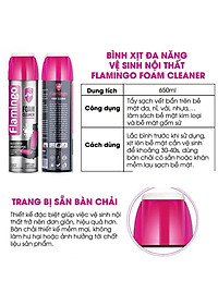 Bình Xịt bọt tẩy đa năng Vệ Sinh Ghế Da Nội Thất ô tô Flamingo F002 650ml 