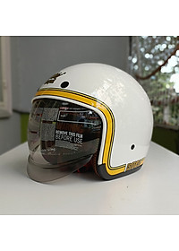 Nón bảo hiểm Royal M139 kính âm V10 trắng line vàng