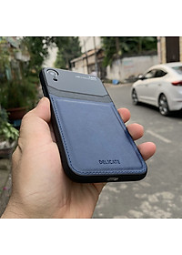 Ốp lưng da kính cao cấp dành cho iPhone XR - Màu xanh - Hàng nhập khẩu - DELICATE