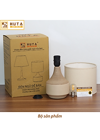 Đèn Ngủ Để Bàn Gốm Sứ Cao Cấp HUTA S14 Vân Màu Gỗ Độc Đáo Sang Trọng, Decor Trang Trí Phòng Ngủ, Khách Sạn, Đọc Sách Đầu Giường, Điều Chỉnh Độ Sáng, Ánh Sáng Vàng