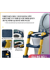 Nắp thu nhỏ bồn cầu cho trẻ, có thang và tay vịn chắc chắn, gấp mở gọn gàng