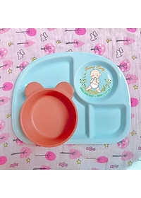 Khay Ăn Dặm Bát Ăn Dặm Bằng Gốm Sứ Cao Cấp An Toàn Cho Bé - Set Khay ăn Dặm Chén Ăn Dặm Chia Ngăn Cho Trẻ Giá Cực Rẻ