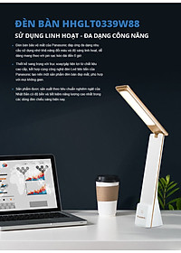 Đèn Bàn Sạc PANASONIC 5W HHGLT0339W88L – HHGLT0339B88L Siêu Nhỏ gọn, Nút cảm ứng thay đổi độ sáng, thay đổi 3 màu ánh sáng, Gập để bật tắt, không ánh sáng xanh bảo vệ mắt