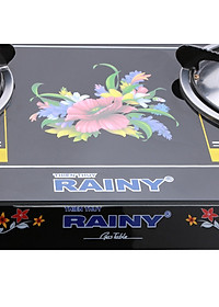 Bếp Gas Đôi Chén Nhôm RAINY hoa văn màu sắc ngẫu nhiên + tặng vĩ nướng chống dính - Hàng chính hãng