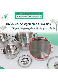 Bộ nồi inox 304 bếp từ 3 đáy và xửng hấp inox 24cm Fivestar nắp kính tặng 1 SẠN INOX