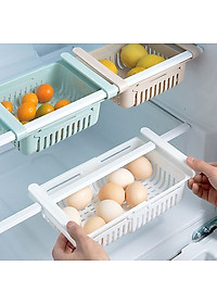 Bộ 2 khay rổ nhựa kéo dài đựng thức ăn thực phẩm trong tủ lạnh thông minh tiện dụng - Henrysa