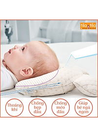 Gối Cao Su Non Cho Em Bé Loại Cao Cấp Chính Hãng Tila-Tila Thương Hiệu Đức Mã TG02 Chống Méo Đầu, Bẹp Đầu, Nghẹo Cổ, Còm Lưng Bé