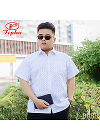Áo sơ mi nam họa tiết ngắn tay, form rộng, vạt ngang, size đại tới 110 kg, thiết kế hoa văn nho nhỏ, hiệu Amazing