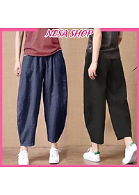 Quần ống rộng, chất liệu Linen, quần kiểu nữ form rộng rãi, thoải mái NeSa Shop QKH.39