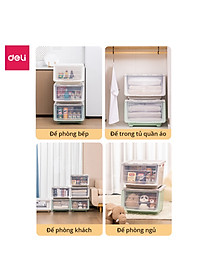 Hộp Nhựa Đựng Đồ Nắp Trong Đa Năng Thùng Đựng Đồ Chơi Quần Áo Sách Vở Vật Dụng Gia Đình Deli - Xếp Chồng Tiện Lợi