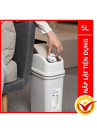 Thùng Rác Nắp Lật Hiro 5L Xuất Khẩu Thị Trường Nhật - Kháng Khuẩn Khử Mùi Phù Hợp Văn Phòng, Gia Đình