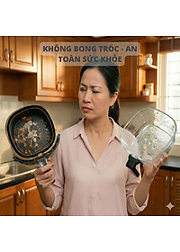 Nồi chiên không dầu thủy tinh Mishio MK373 - Dung tích 7 lít lòng nồi không bong tróc gỉ sét - Hàng chính hãng