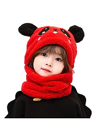 Mũ len trùm đầu tai gấu dễ thương liền khăn cổ giữ ấm chồng gió lạnh mùa đông - mu len trum dau