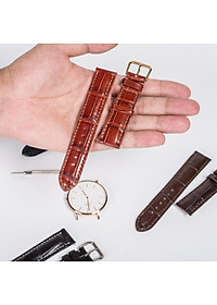 Dây đồng hồ nam da cá sấu đốt tre Bụi Leather D103 - Hàng khâu tay thủ công cao cấp - Bảo hành 12 tháng
