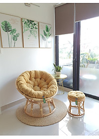 Ghế thư giãn papasan nệm vải bố cao cấp ( vàng)