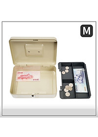 Hộp đựng tiền tiết kiệm chính hãng TRENY - Mẫu chìa khoá màu Beige ( size M ) 2 tầng chia nhiều ngăn nhỏ đựng tiền tiết kiệm và trang sức giá trị